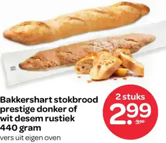 Spar Bakkershart stokbrood prestige donker of wit desem rustiek aanbieding