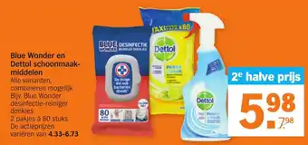 Albert Heijn Blue Wonder en Dettol schoonmaakmiddelen aanbieding