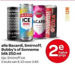 Spar alle Bacardi, Smirnoff, Bobby's of Sonnema aanbieding