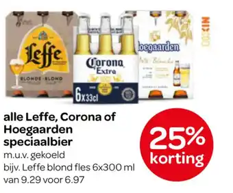 Spar alle Leffe, Corona of Hoegaarden speciaalbier aanbieding