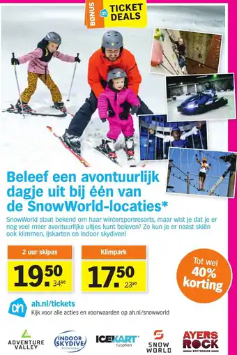 Albert Heijn Snow World 2 UUR Skipas per personen aanbieding