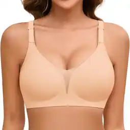 Amazon Lonya Damesbeha zonder beugel, kant, naadloze bh, V-hals, gevoerde beha, comfortabele push-up aanbieding