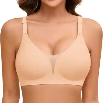Amazon Lonya Damesbeha zonder beugel, kant, naadloze bh, V-hals, gevoerde beha, comfortabele push-up aanbieding