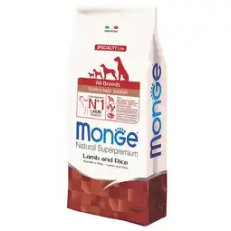 Zooplus 2x12kg Lam & Rijst Superpemium Alle rassen Puppy Junior Monge aanbieding
