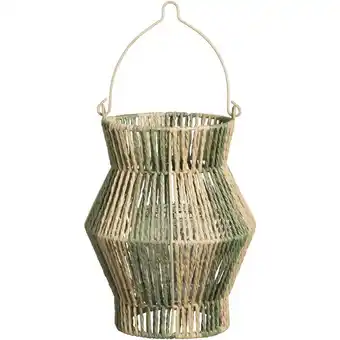 Leen Bakker Lantaarn Bilbao - groen/naturel - 25,5xØ19,5 cm - Leen Bakker aanbieding