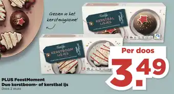 PLUS PLUS FeestMoment Duo kerstboom- of kerstbal ijs aanbieding