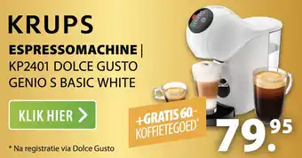 Expert ESPRESSOMACHINE | KP2401 DOLCE GUSTO GENIO S BASIC WHITE aanbieding