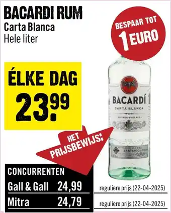 Dirck 3 Bacardi rum carta blanca aanbieding