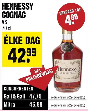 Dirck 3 Hennessy cognac vs aanbieding