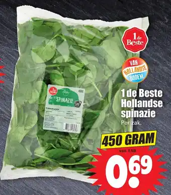 Dirk 1 de Beste Hollandse spinazie 450g aanbieding