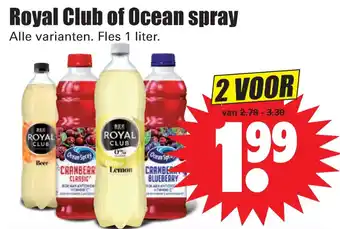 Dirk Royal club of ocean spray 1 liter aanbieding