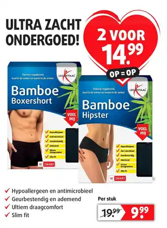 Lucovitaal Bamboe Boxershort Of Hipster aanbieding