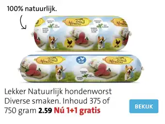 Intratuin Lekker Natuurlijk hondenworst Diverse smaken. Inhoud 375 of aanbieding