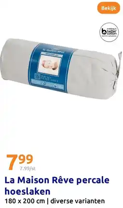 Action La Maison Rêve percale hoeslaken aanbieding