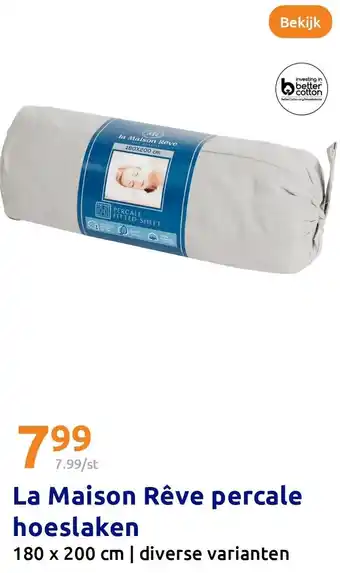 Action La Maison Rêve percale hoeslaken aanbieding