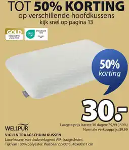 Jysk Wellpur viglen traagschuim kussen aanbieding