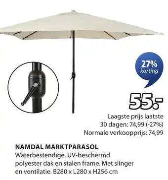 Jysk Namdal marktparasol aanbieding