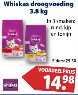 Huisdier Voordeelshop Whiskas droogvoeding 3.8 kg aanbieding