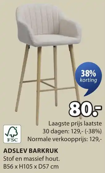 Jysk Adslev barkruk aanbieding