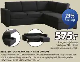 Jysk Bedsted slaapbank met chaise longue aanbieding