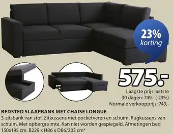 Jysk Bedsted slaapbank met chaise longue aanbieding