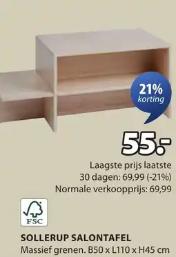 Jysk Sollerup salontafel aanbieding