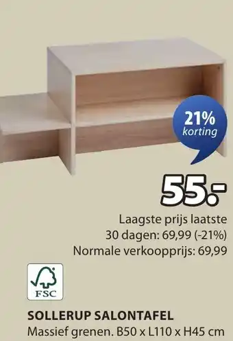 Jysk Sollerup salontafel aanbieding