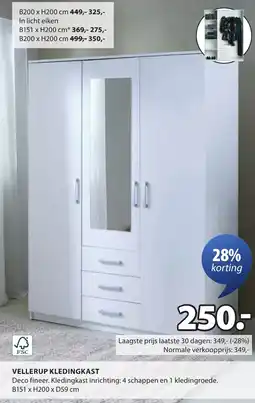 Jysk Vellerup kledingkast aanbieding