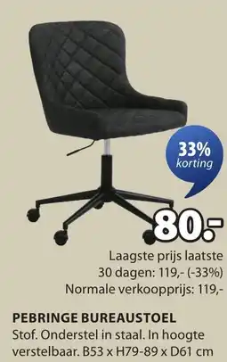 Jysk Pebringe bureaustoel aanbieding