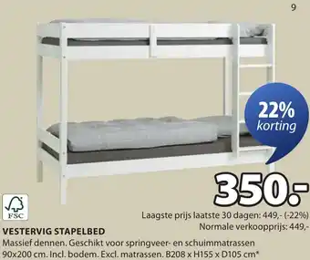 Jysk Vestervig stapelbed aanbieding