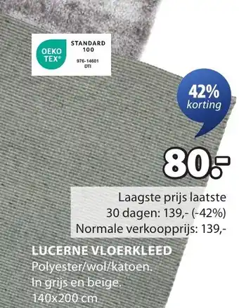 Jysk Lucerne vloerkleed aanbieding
