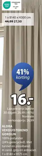 Jysk Aldra verduisterend gordijn aanbieding