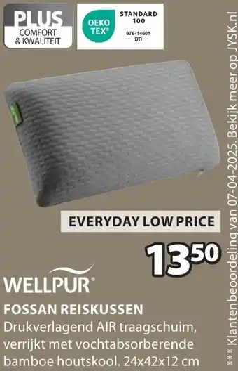 Jysk Wellpur fossan reiskussen aanbieding