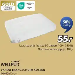 Jysk Wellpur vardo traagschuim kussen aanbieding