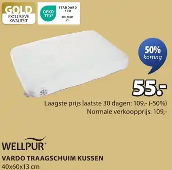 Jysk Wellpur vardo traagschuim kussen aanbieding