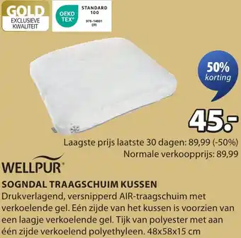 Jysk Wellpur sogndal traagschuim kussen aanbieding