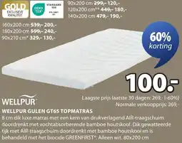Jysk Wellpur gulen GT65 topmatras aanbieding