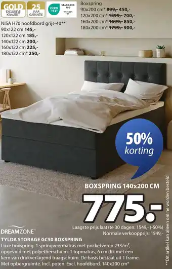 Jysk Dreamzone tylda storage GC50 boxspring aanbieding
