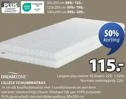 Jysk Dreamzone lillelv schuimmatras aanbieding