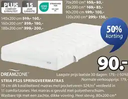 Jysk Dreamzone stria PS25 springveermatras aanbieding