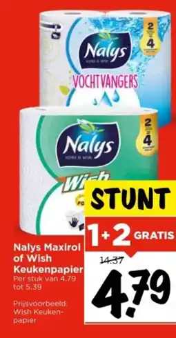 Vomar Voordeelmarkt Nalys Maxirol of Wish Keukenpapier aanbieding