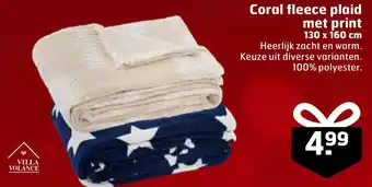 Trekpleister Coral fleece plaid met print aanbieding