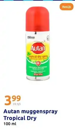 Action Autan muggenspray Tropical Dry aanbieding