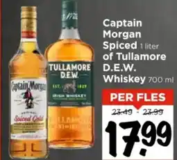 Vomar Voordeelmarkt Captain Morgan Spiced  of Tullamore D.E.W. Whiskey aanbieding