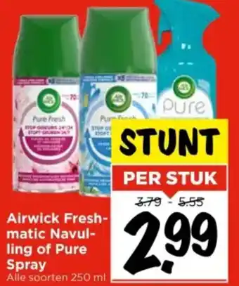 Vomar Voordeelmarkt Airwick Fresh matic Navul ling of Pure Spray aanbieding
