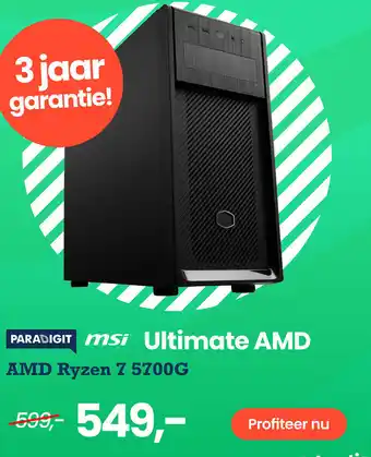 Paradigit msi Ultimate AMD  Ryzen 7 5700G aanbieding