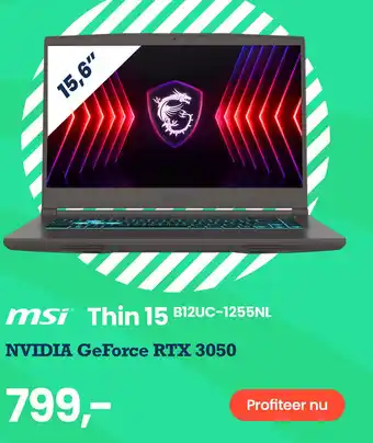 Paradigit msi Thin 15 B12UC-1255NL aanbieding