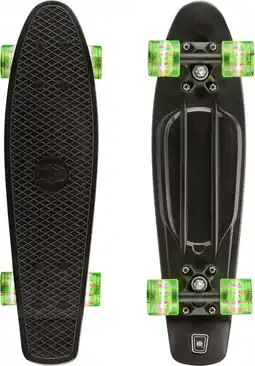 Bol.com Xootz Penny Board Mini Cruiser Skateboard - Zwart - LED Wieltjes - 56 cm (22 inch) aanbieding