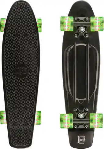 Bol.com Xootz Penny Board Mini Cruiser Skateboard - Zwart - LED Wieltjes - 56 cm (22 inch) aanbieding