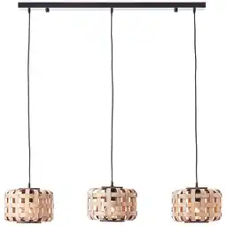 Praxis Brilliant hanglamp Woodline natuur 3xE27 aanbieding